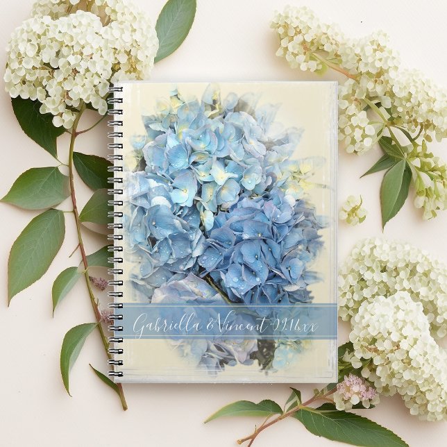 Blue Hydrangea Flower Wedding Spiral Notebook (Creator Uploaded)