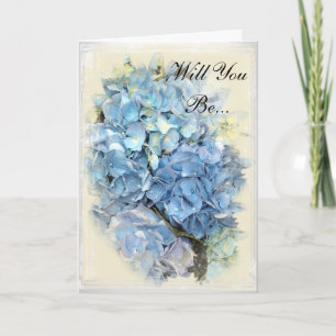 Blue Hydrangea Flower Will You Be My Bridesmaid Invitation