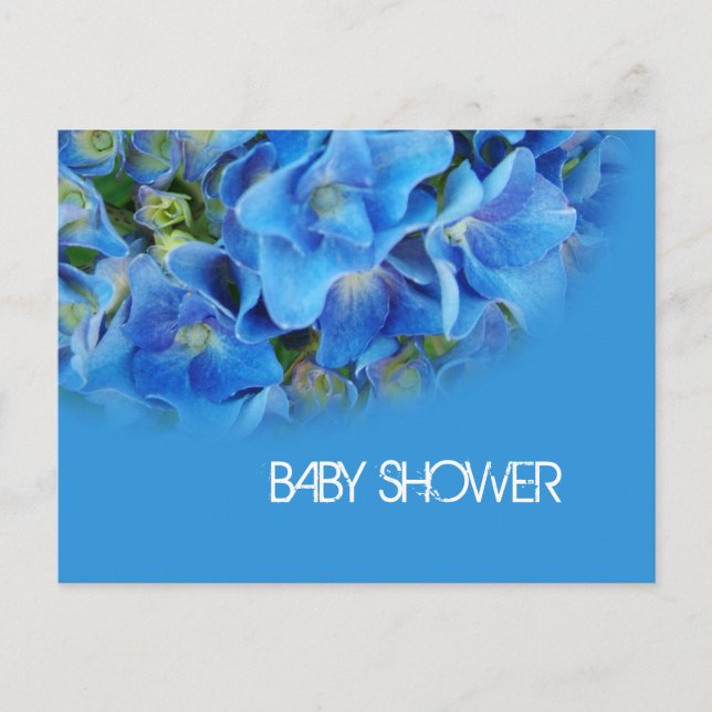blue hydrangea flowers baby shower invitation postcard (Front)