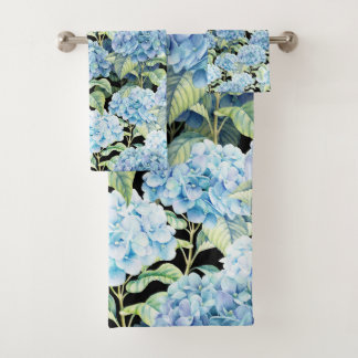Blue Hydrangea Flowers Bath Towel Set