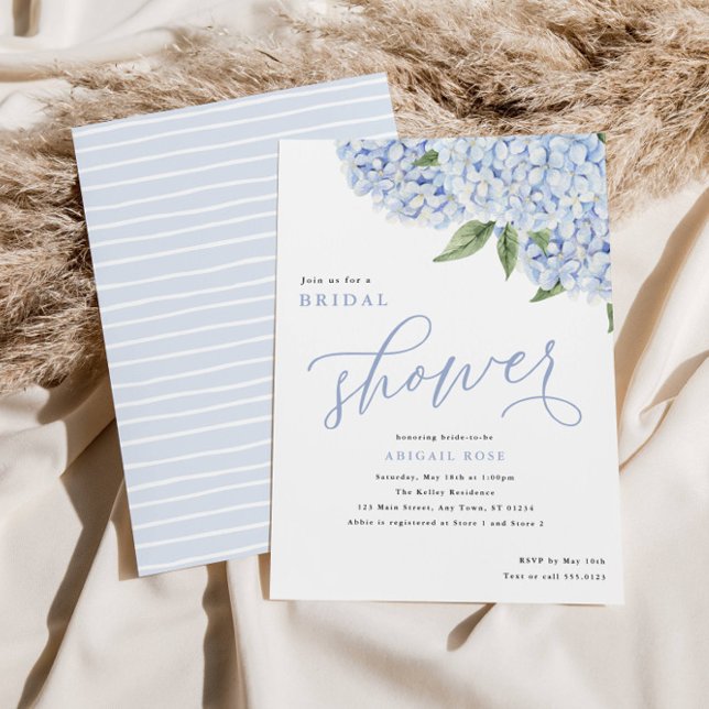 Blue Hydrangea Flowers Big Bloom Bridal Shower Invitation (Creator Uploaded)