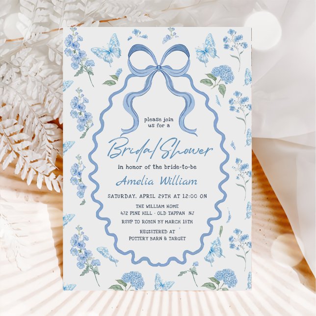 Blue Hydrangea Flowers Bridal Shower Invitation (Creator Uploaded)