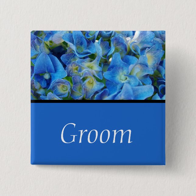 blue hydrangea flowers button (Front)