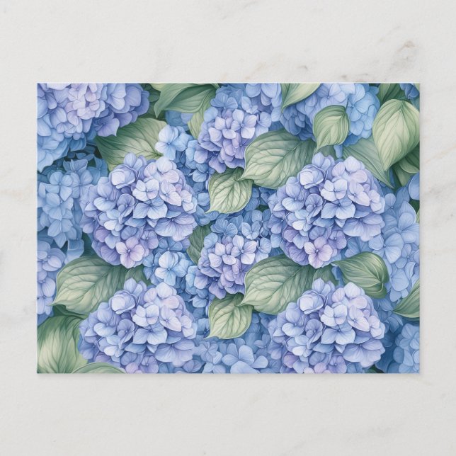 Blue Hydrangea Flowers Cottagecore Postcard (Front)