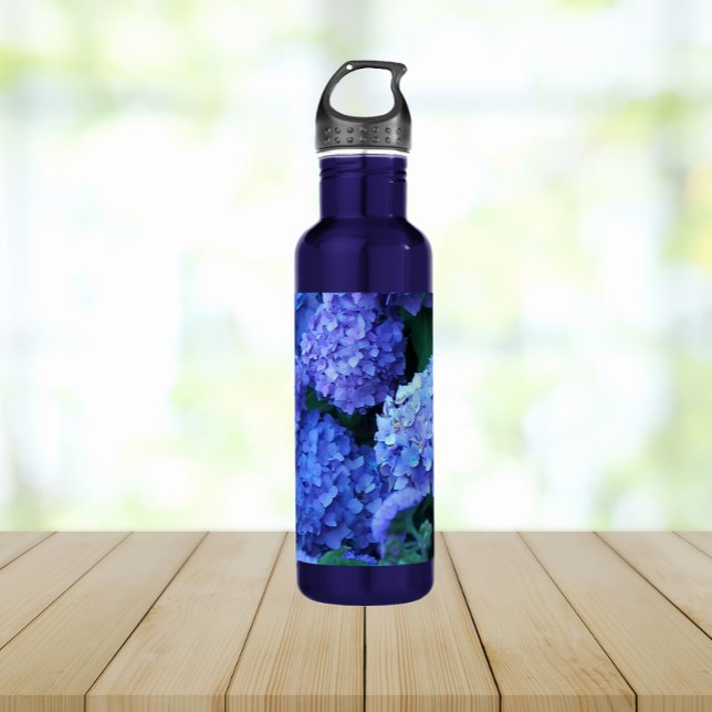 Blue Hydrangea Flowers Floral 710 Ml Water Bottle (In Situ)