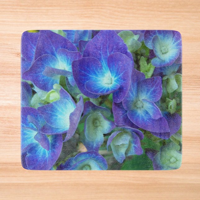 Blue Hydrangea Flowers Floral Cutting Board (In Situ)