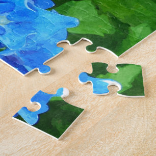Blue hydrangea flowers. Floral photography. Jigsaw Puzzle