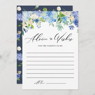 Blue Hydrangea Flowers Garland Baby Shower Advice Card