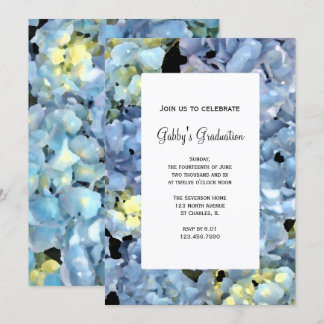 Blue Hydrangea Flowers Graduation Party Invitation