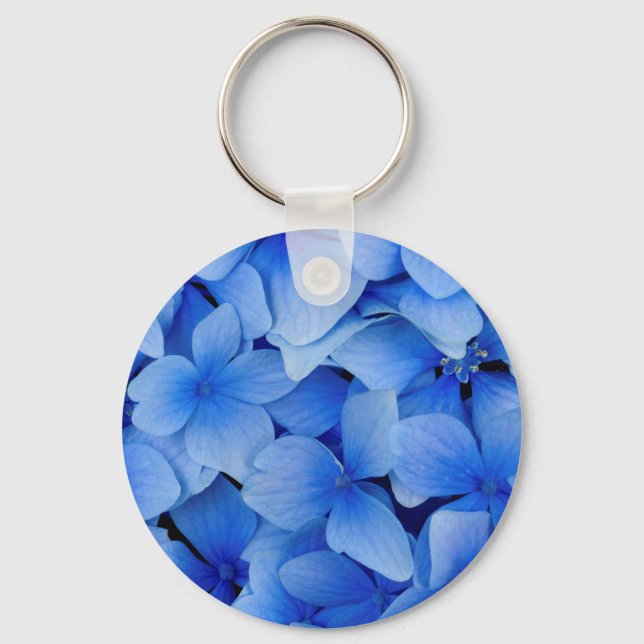 Blue Hydrangea Flowers Key Ring (Front)