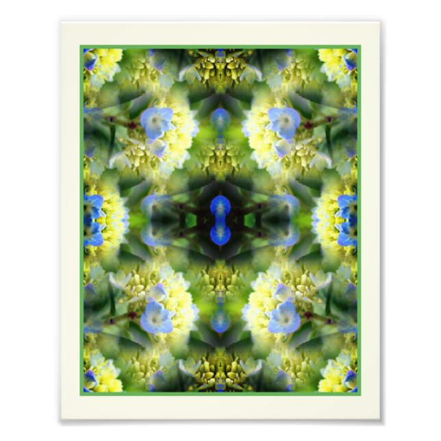 Blue Hydrangea Flowers Mirror Abstract 8x10 Photo Print (Front)