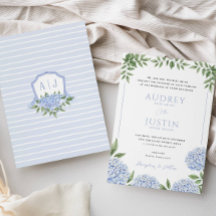 Blue Hydrangea Flowers, Personalised Crest Wedding