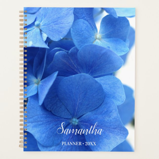 Blue Hydrangea Flowers Personalised Planner (Front)