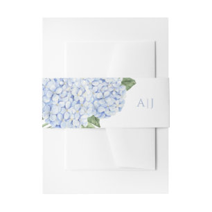 Blue Hydrangea Flowers Personalised Wedding Invitation Belly Band