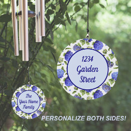 Blue Hydrangea Flowers Personalised   Wind Chime