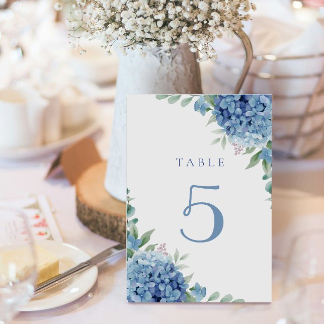blue hydrangea flowers table 5 table number (Creator Uploaded)