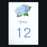 Blue Hydrangea Flowers Table Number Cards<br><div class="desc">These wedding table numbers feature watercolor hydrangeas. The front and back of the cards have the same design. To order, enter your table number and click "Add to Cart" for each table number. These wedding table number cards are part of the Blue Hydrangea Wedding Collection which includes a full range...</div>