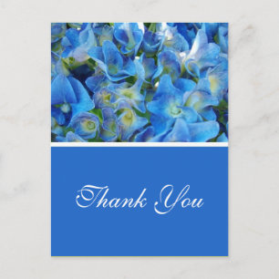 blue hydrangea flowers thank you postcard