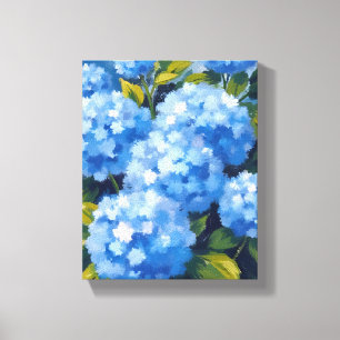 Blue Hydrangea Flowers Watercolor Floral Canvas Print
