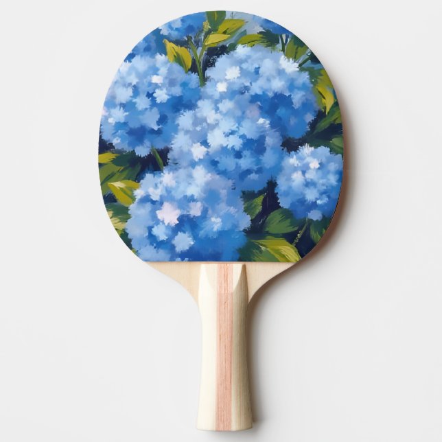 Blue Hydrangea Flowers Watercolor Floral Ping Pong Paddle (Front)