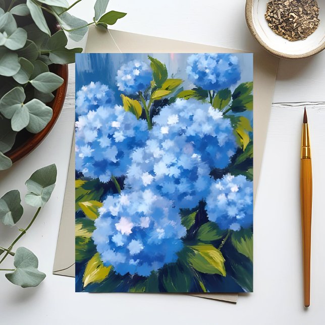 Blue Hydrangea Flowers Watercolor Floral Postcard (Creator Uploaded)