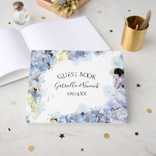 Blue Hydrangea Flowers Watercolor Wedding Guest Book