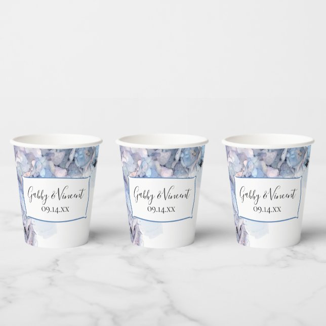 Blue Hydrangea Flowers Watercolor Wedding Paper Cups (Multi)