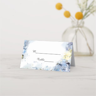 Blue Hydrangea Flowers Watercolor Wedding Place Card