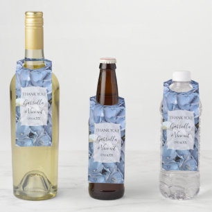 Blue Hydrangea Flowers Wedding Bottle Tag