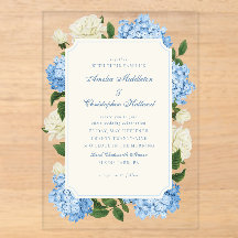 Blue Hydrangea Flowers & White Rose Garden Wedding