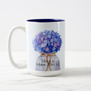 Blue Hydrangea For Mum's Day Two-Tone Coffee Mug