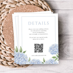Blue Hydrangea Frame Detail QR Code Enclosure Card