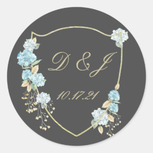 Blue Hydrangea Frame Wedding Labels