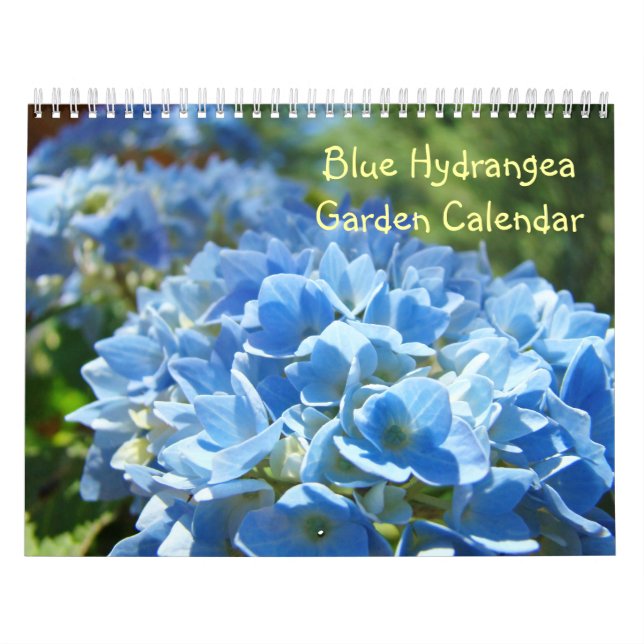 Blue Hydrangea Garden Calendar Floral Botanical (Cover)