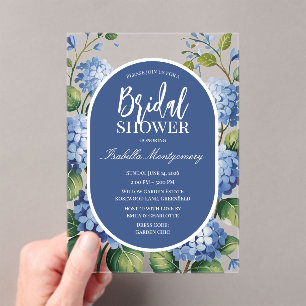 Blue Hydrangea Garden Floral Bridal Shower Acrylic Invitations