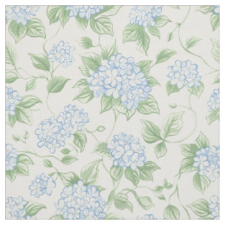Blue Hydrangea Garden Floral Pattern Fabric