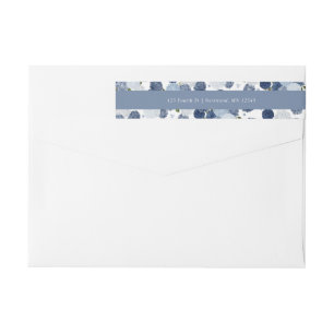 Blue Hydrangea Garden Floral Return Address Wrap Around Label