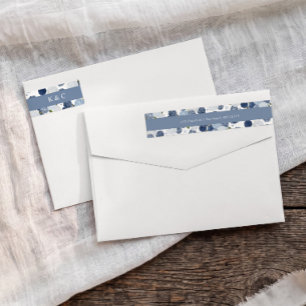 Blue Hydrangea Garden Floral Return Address Wrap Around Label