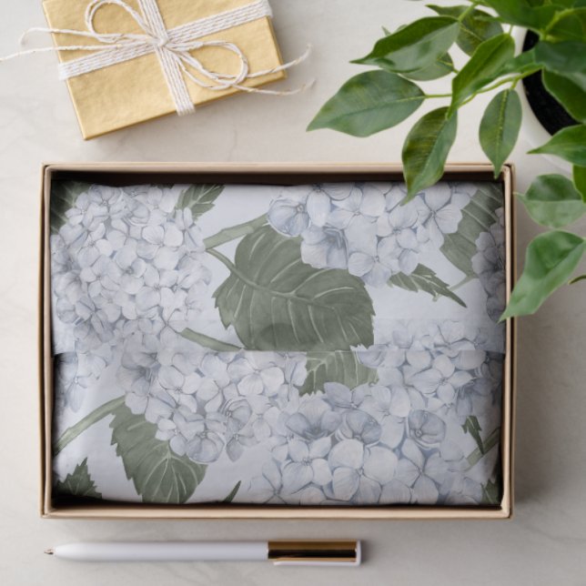 Blue Hydrangea Garden Floral  Tissue Paper (Gift)