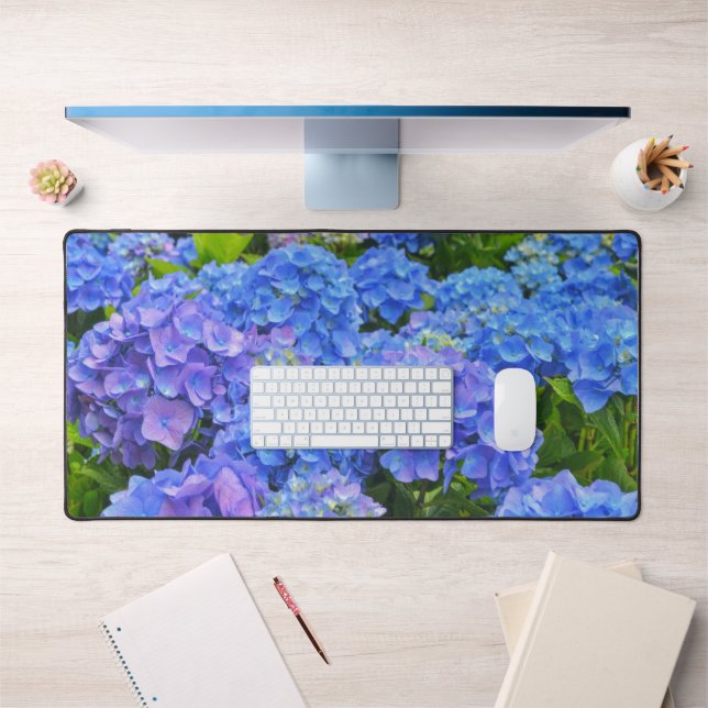 Blue Hydrangea Garden Flowers Desk Mat Pad (Office 1)