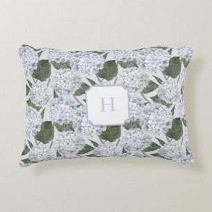 Blue Hydrangea Garden Monogram   Decorative Cushion