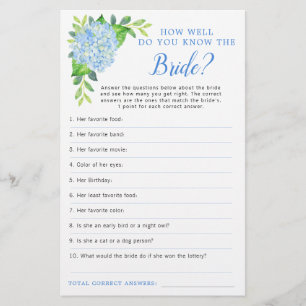 Blue Hydrangea Geometric Bridal Shower Game