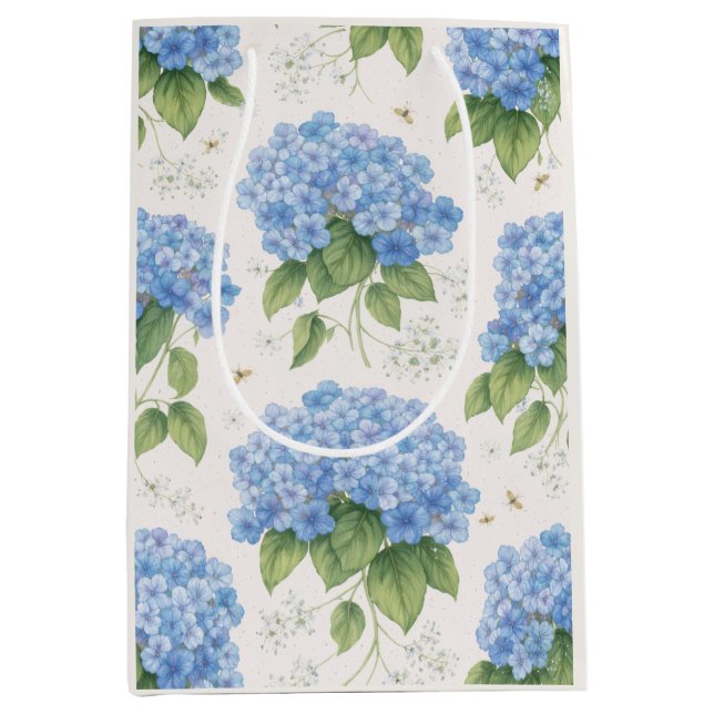 Blue Hydrangea Gift Bag | Elegant Floral (Front)