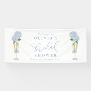 Blue Hydrangea & Gold Champagne Welcome Large Banner