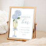 Blue Hydrangea, Gold Mimosa Bar Shower Poster<br><div class="desc">Change the directions and personalise using the template form.</div>