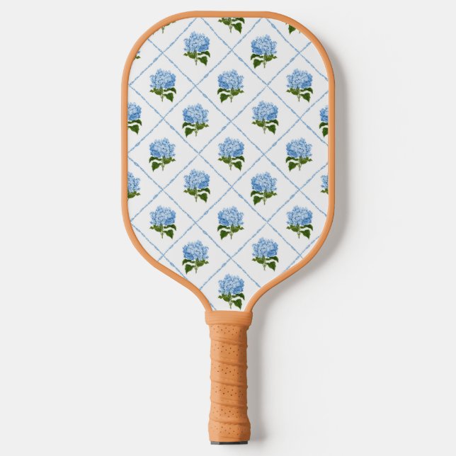 Blue Hydrangea Grandmillennial Pickleball Paddle (Front)