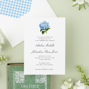 Blue Hydrangea Grandmillennial Wedding Invitation