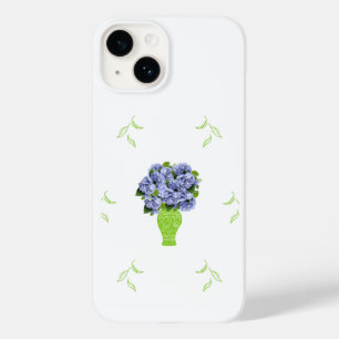  Blue Hydrangea Green Vase Coastal Pattern Case-Mate iPhone 14 Case