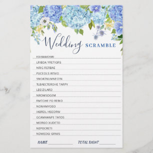 Blue Hydrangea Greenery Bridal Shower Game