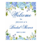 Blue Hydrangea  Greenery Bridal Shower Welcome
